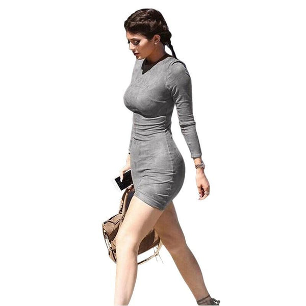 grey skin tight dress Long Sleeve KYLIE JENNER Skin Tight Dress – Girl Stylo