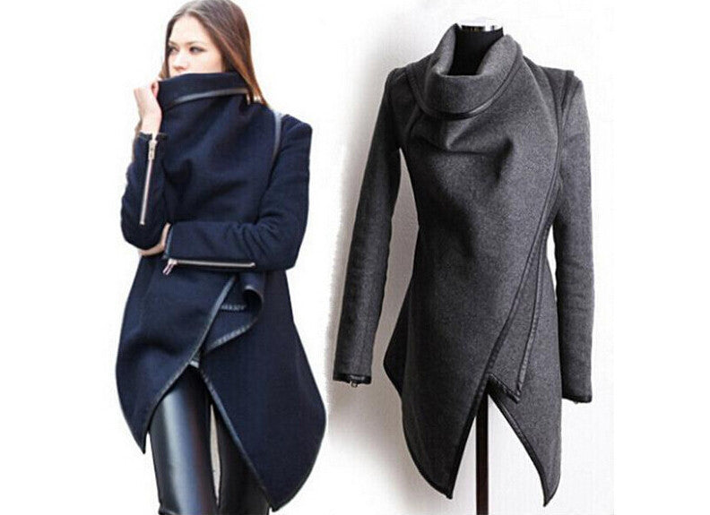 Wool Coat, Gray Wool Coat Women, Winter Coat Women, Asymmetrical