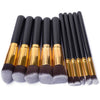 BIG SALE on 10 Piece Pro Makeup Brush Set  (Black and Gold) - Girl Stylo