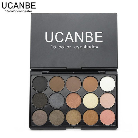 UCANBE Makeup Cosmetics Palette 15 Color Matte Pigment Eyeshadow Earth Color Shimmer Nude Eye Shadow Waterproof Eyebrow Powder - Girl Stylo