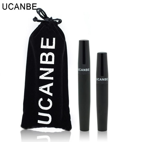 UCANBE Brand Mascara 2pcs / Set 3D Fiber Lashes Mascara Waterproof Volume Express Black Eyelashes Grower mascara - Girl Stylo