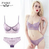 PASKE Brand Women Bra Set Full Transparent Lace Bra And Panty Set Underwear - Girl Stylo