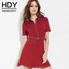 HDY Haoduoyi Womens Summer fashionSlim Swing short Dress Office lady with Belt mini Dresses - Girl Stylo