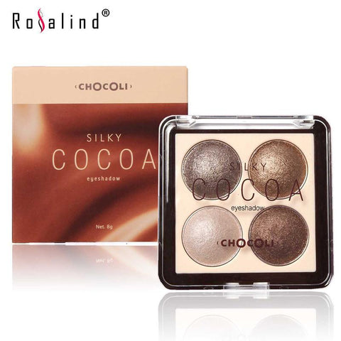 Brand COCOA Eyeshadow Palette in Shimmer Metallic 4 Colors Baked Eyeshadow - Girl Stylo