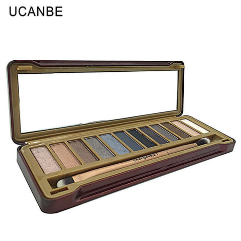 UCANBE Brand professional 12pcs makeup brushes 12 color smoky earth eye shadow Naked makeup eyeshadow palette with brush kit set - Girl Stylo