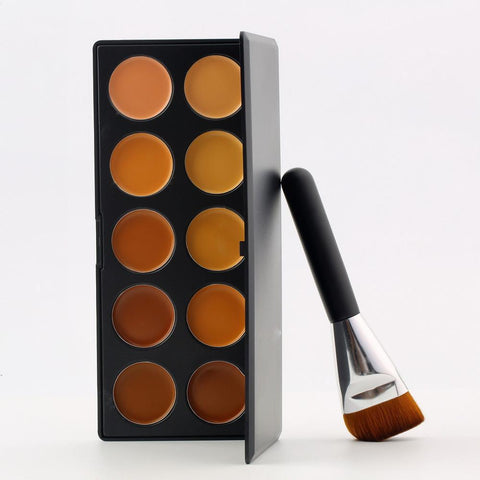 New Fashion Professional 10 Colors Concealer Eye Shadow Palette &  Flat Brush - Girl Stylo