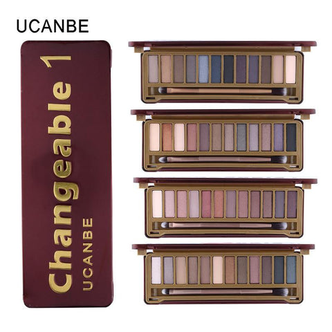 UCANBE Brand New Naked makeup eyeshadow palettes makeup brush 12 earth tone Colors Smoky eyeshadow - Girl Stylo