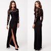 Brand Design O-Neck Slim One-Piece Lace Dress Black Long Sleeve Party Dress Women Ankle Length Long Maxi Dress C1297 - Girl Stylo