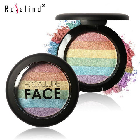 Focallure FACE Baked Mars Prism Rainbow Highlighter Makeup Palette Cosmetic Eyeshadow - Girl Stylo