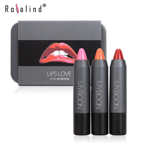 LIPS LOVE for MYBOOM 3 Colors Makeup Waterproof Long Lasting Lipstick - Girl Stylo