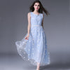 Women Swing Chiffon Dresses Slim O Neck Sleeveless Embroidery Kylie Chiffon Dress - Girl Stylo