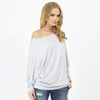 New Brand Cotton Long Batwing Sleeve Round Neck One Shoulder Causal winter T-shirt - Girl Stylo