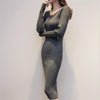 New Brand Autumn and Winter Long V-Neck Slim Sweater Dress For Women - Girl Stylo