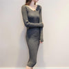 New Brand Autumn and Winter Long V-Neck Slim Sweater Dress For Women - Girl Stylo