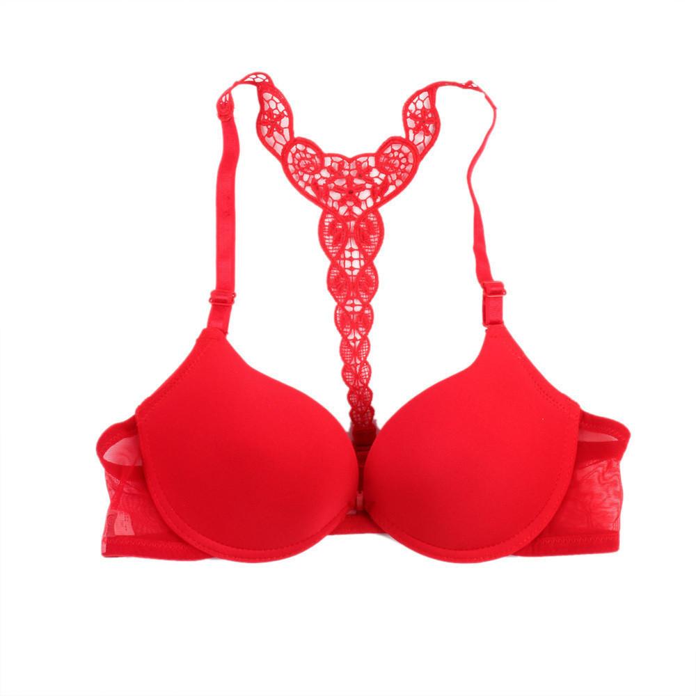 Fashion Women Sexy Lingerie Front Closure Lace Push Up Seamless